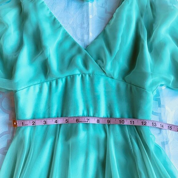 Vintage Green Pleated Chiffon Maxi Dress - Picture 14 of 15